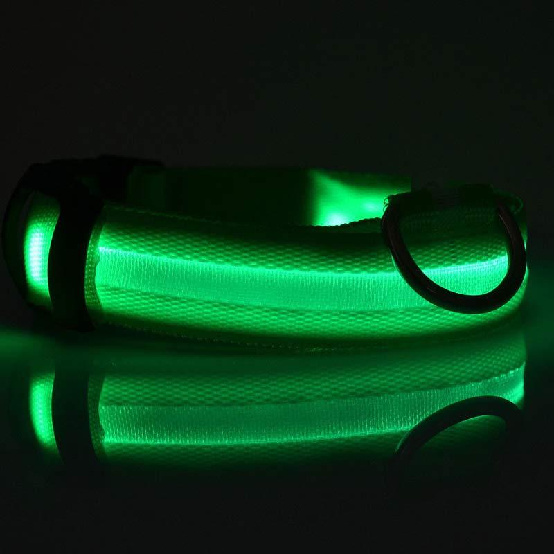 Nylon LED verlichte halsband - oplaadbaar of op batterijen