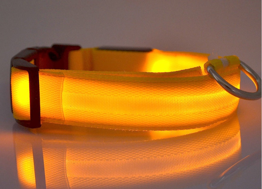 Nylon LED verlichte halsband - oplaadbaar of op batterijen