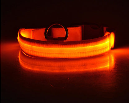 Nylon LED verlichte halsband - oplaadbaar of op batterijen