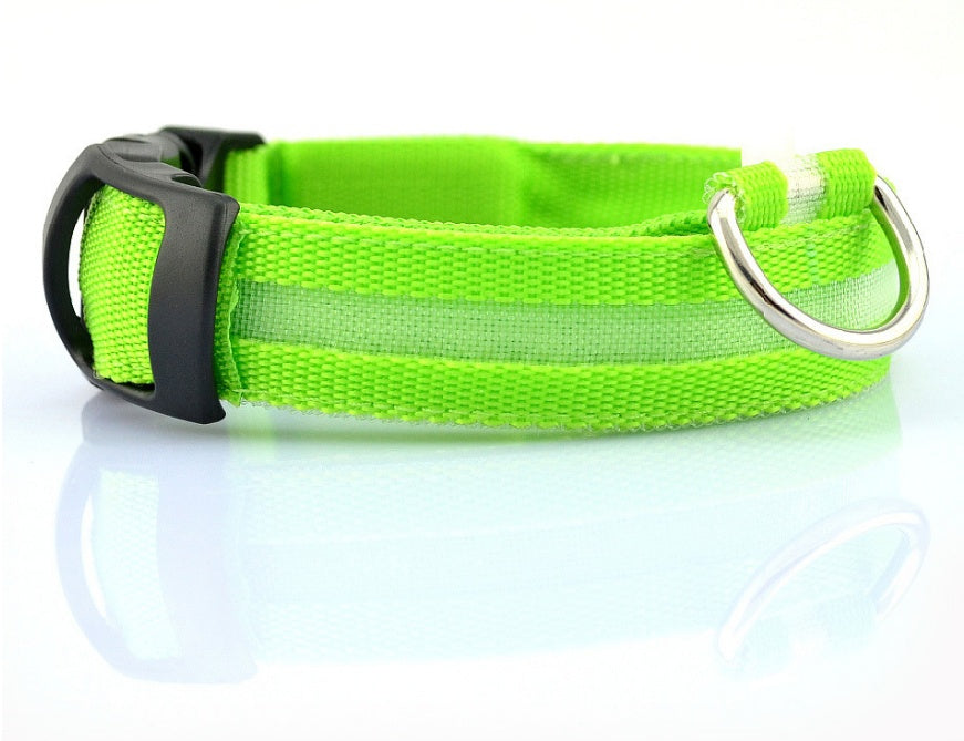 Nylon LED verlichte halsband - oplaadbaar of op batterijen
