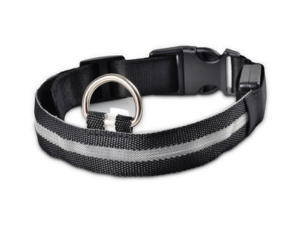 Nylon LED verlichte halsband - oplaadbaar of op batterijen