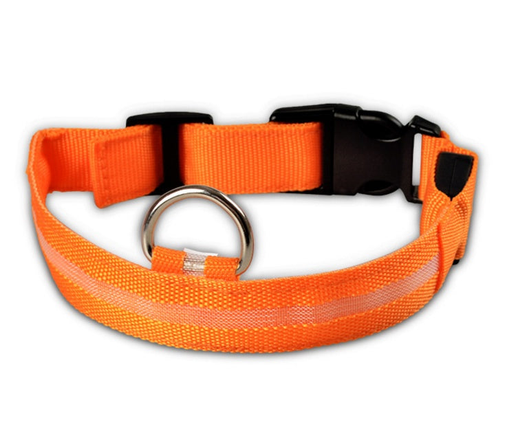 Nylon LED verlichte halsband - oplaadbaar of op batterijen