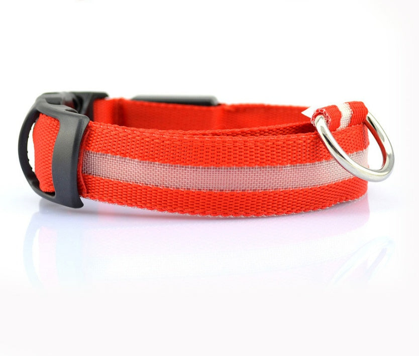Nylon LED verlichte halsband - oplaadbaar of op batterijen