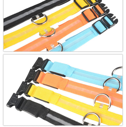 Nylon LED verlichte halsband - oplaadbaar of op batterijen